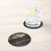 Rustiek Getting Hitched Bewaar de datum Onderzette Ronde Kartonnen Onderzetter (Insitu)