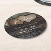 Rustiek Getting Hitched Bewaar de datum Onderzette Ronde Kartonnen Onderzetter (Gebogen)