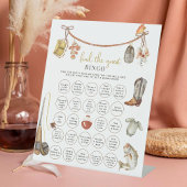 Rustiek Gevist Baby shower Vind de gast Bingo Reclamebord Met Voetstuk