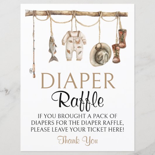 Rustiek Gevist Luier Raffle Sign 8x10 (Voorkant)
