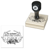 Rustiek gewei en bloem adres stempel (Gestempeld)