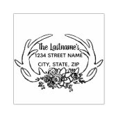 Rustiek gewei en bloem adres stempel (Afrduk)