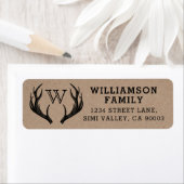 Rustiek gewei familie Monogram Kerstmis Etiket (Insitu)