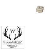 Rustiek gewei familie Monogram retour adres Rubberstempel (Gestempeld)