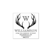 Rustiek gewei familie Monogram retour adres Rubberstempel (Afrduk)