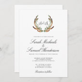 Rustiek gewei | Formeel | Donker groen bruiloft Kaart (Voorkant / Achterkant)