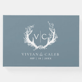 Rustiek gewei met bloemenkrans | Bruiloft Gastenboek