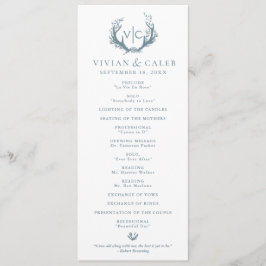 Rustiek gewei met bloemenkrans | Bruiloft Programmakaart