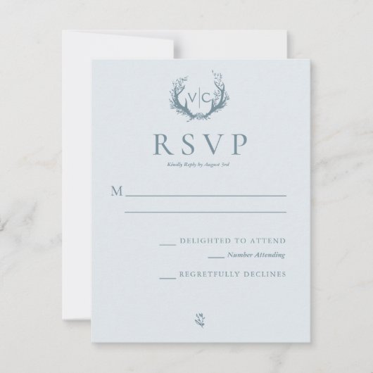 Rustiek gewei met bloemenkrans | Bruiloft RSVP (Voorkant)