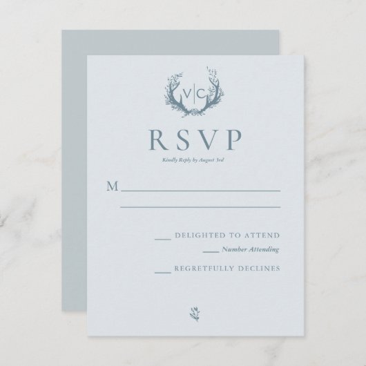 Rustiek gewei met bloemenkrans | Bruiloft RSVP (Voorkant / Achterkant)