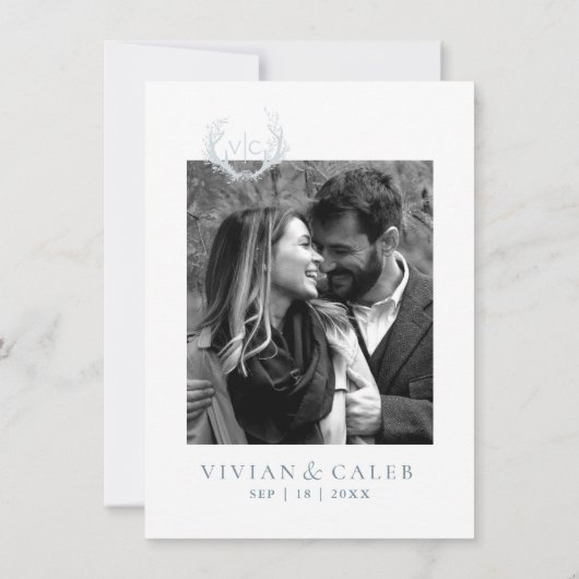 Rustiek gewei met bloemenkrans | Bruiloft Save The Date (Achterkant)