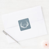 Rustiek gewei met bloemenkrans | Bruiloft Vierkante Sticker (Envelop)