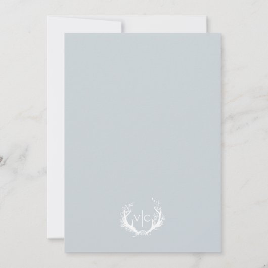 Rustiek gewei met bloemenkrans | Huwelijksmenu Bedankkaart (Achterkant)