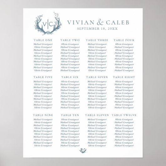 Rustiek gewei met bloemenkrans | Zitkaarten Poster (Voorkant)