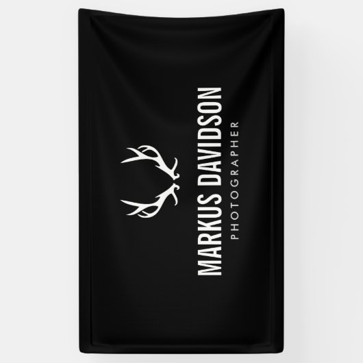 Rustiek gewei op zwarte fotografen, ambacht spandoek (Verticaal)