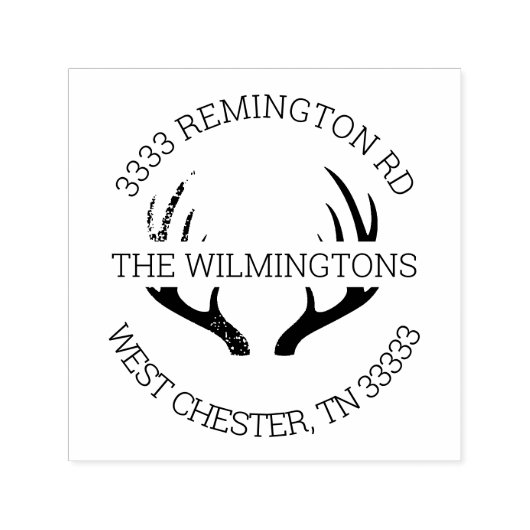 Rustiek gewei rond retour adres  zelfinktende stempel (Design)