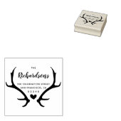 Rustiek gewei Script familienaam & retour adres Rubberstempel (Gestempeld)