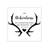 Rustiek gewei Script familienaam & retour adres Rubberstempel (Afrduk)