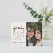 Rustiek gewei waterverf boho bloemensave de datum briefkaart (Staand voorkant)