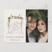 Rustiek gewei waterverf boho bloemensave de datum briefkaart (Voorkant)