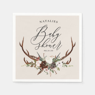 Rustiek gewei waterverf floral baby shower partij servet