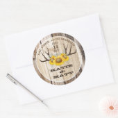 Rustiek gewei zonnebloemen land bruiloft ronde sticker (Envelop)