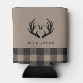 Rustiek gewei zwart buffel geruite monogram blikjeskoeler (Achterkant)