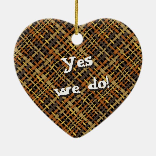 Rustiek Geweven Grafische Natuurlijke Burlap Elke  Keramisch Ornament (Achterkant)