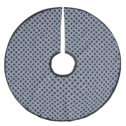 Rustiek Geweven Zilveren Wicker op Custom Donkerbl Kerstboom Rok (Voorkant)