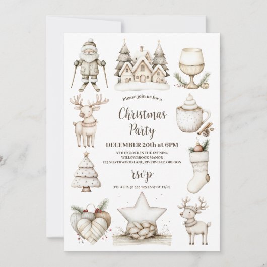 Rustiek Gezellig Blauw Kerstfeest Kaart (Voorkant)