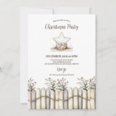 Rustiek Gezellig Blauw Kerstfeest Kaart (Voorkant)