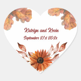 Rustiek & Gezellig Herfst bruiloft Collectie Hart Sticker