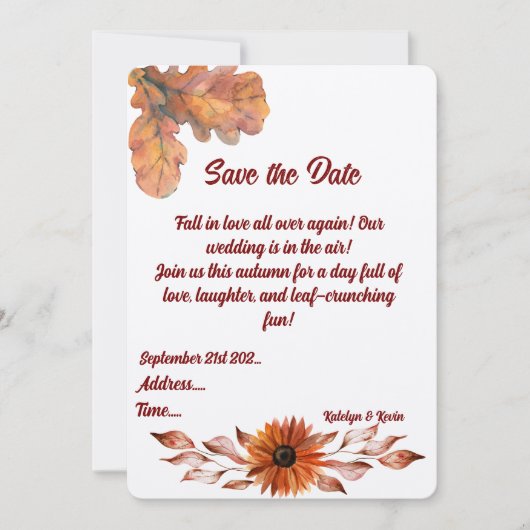 Rustiek & Gezellig Herfst Wedding Flat Save The Da Save The Date (Voorkant)