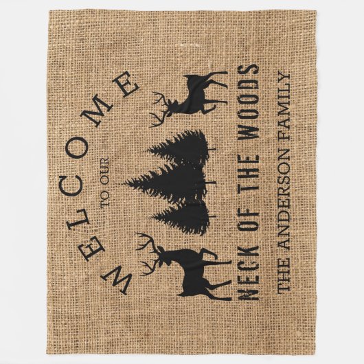 Rustiek Gezellige Cabin Welkom Familienaam Fleece  (Voorkant)