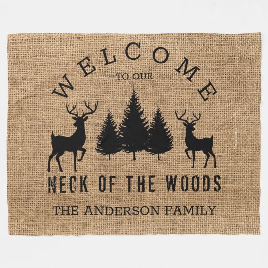 Rustiek Gezellige Cabin Welkom Familienaam Fleece  (Voorkant (Horizontaal))