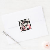 Rustiek Glam Cowgirl Roze Sparkle Koeienhuid Verja Vierkante Sticker (Envelop)