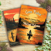 Rustiek Gone Fishin' Retirement Gevist houtsnede Kaart