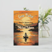 Rustiek Gone Fishin' Retirement Gevist houtsnede Kaart (Staand voorkant)