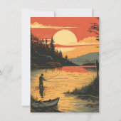 Rustiek Gone Fishin' Retirement Gevist houtsnede Kaart (Achterkant)