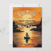 Rustiek Gone Fishin' Retirement Gevist houtsnede Kaart (Voorkant)