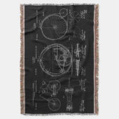 Rustiek gooit blauwdruk fiets patenten deken (Voorkant Verticaal)