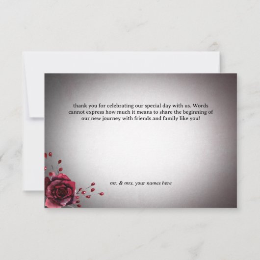 Rustiek Gothic Zwart & Bourgondië Halloween Bruilo Bedankkaart (Achterkant)