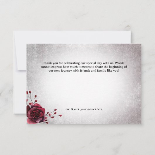 Rustiek Gothic Zwart & Bourgondië Halloween Bruilo Bedankkaart (Achterkant)