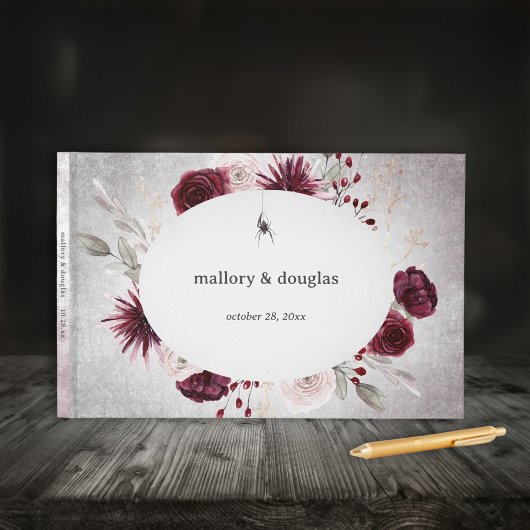 Rustiek Gothic Zwart & Bourgondië Halloween Bruilo Gastenboek