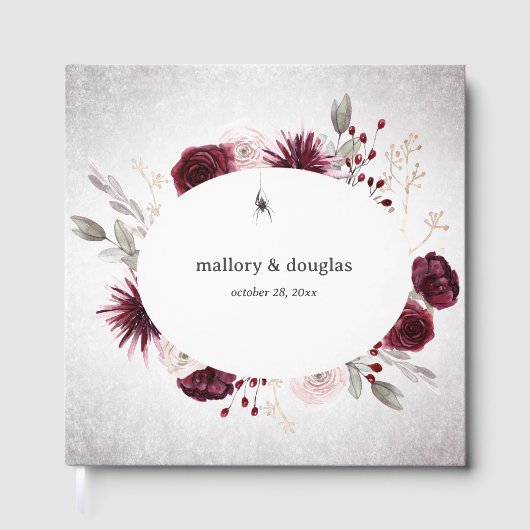 Rustiek Gothic Zwart & Bourgondië Halloween Bruilo Gastenboek (Voorkant)