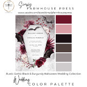 Rustiek Gothic Zwart & Bourgondië Halloween Bruilo Kaart