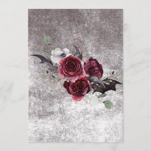 Rustiek Gothic Zwart & Bourgondië Halloween Bruilo Menu (Achterkant)