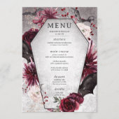 Rustiek Gothic Zwart & Bourgondië Halloween Bruilo Menu (Voorkant)