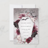 Rustiek Gothic Zwart & Bourgondië Halloween Bruilo Save The Date (Voorkant)