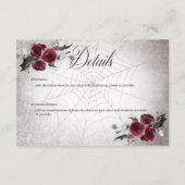 Rustiek Gothic Zwart & Bourgondië Halloween Detail Informatiekaartje (Voorkant)